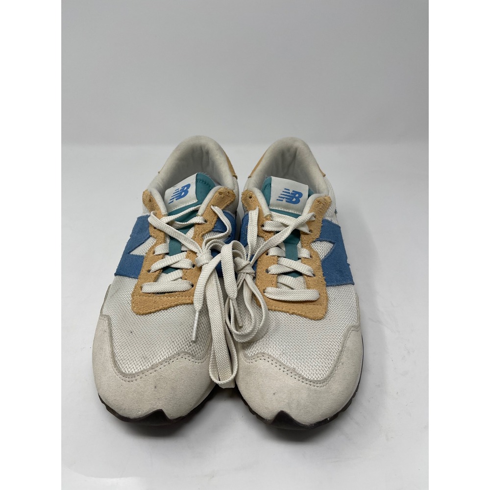 New Balance 237 Sneakers Mens 10.5 White Blue Tan‎ Good Retro Mesh Suede MS237SB
